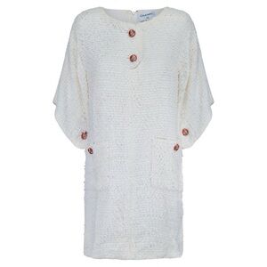 CHANEL 2017 Cream white tweed Dress 38
